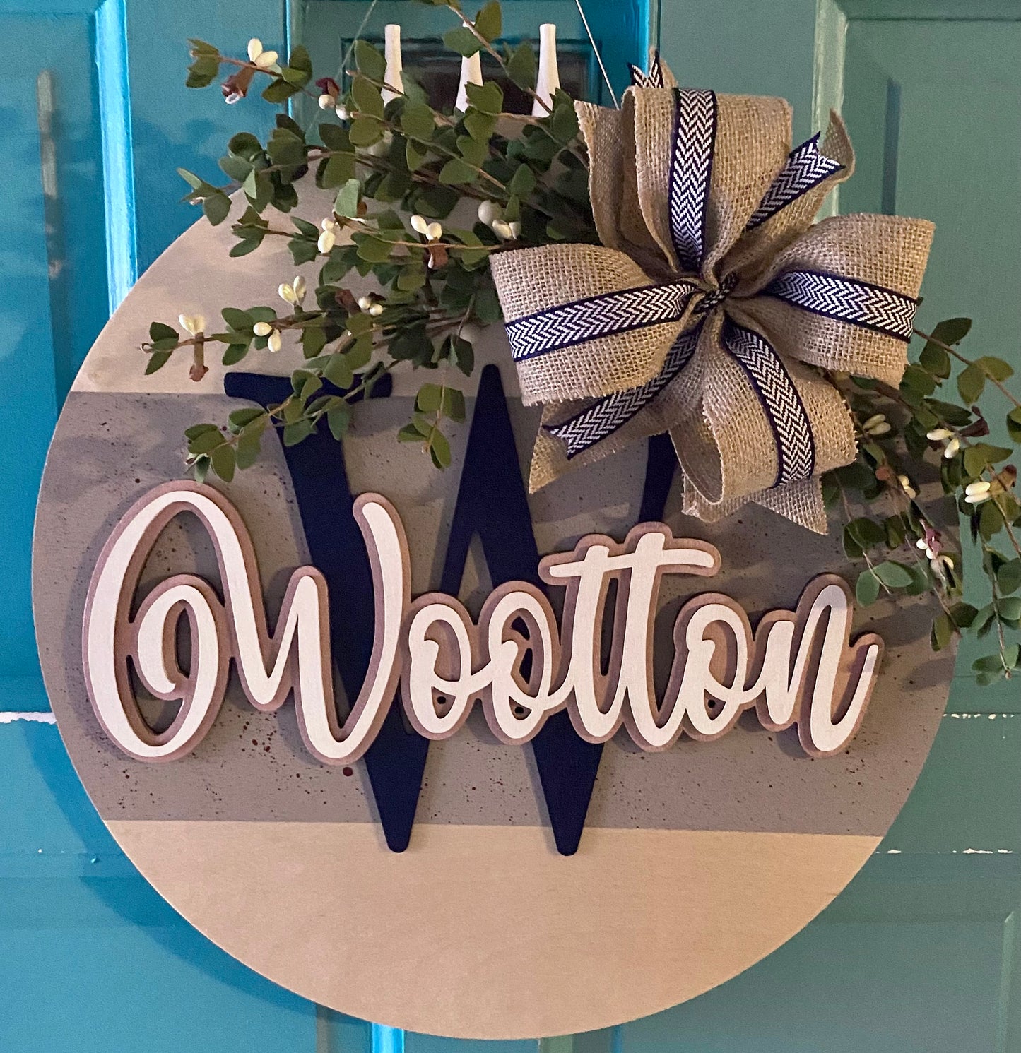 Last Name Horizonal Striped Welcome Sign