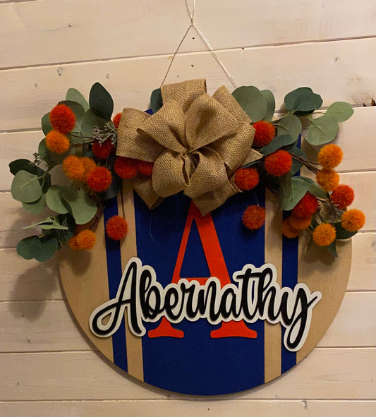 Last Name Vertical Striped Welcome Sign