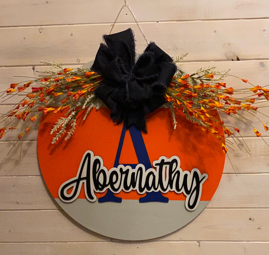 Last Name Horizonal Striped Welcome Sign