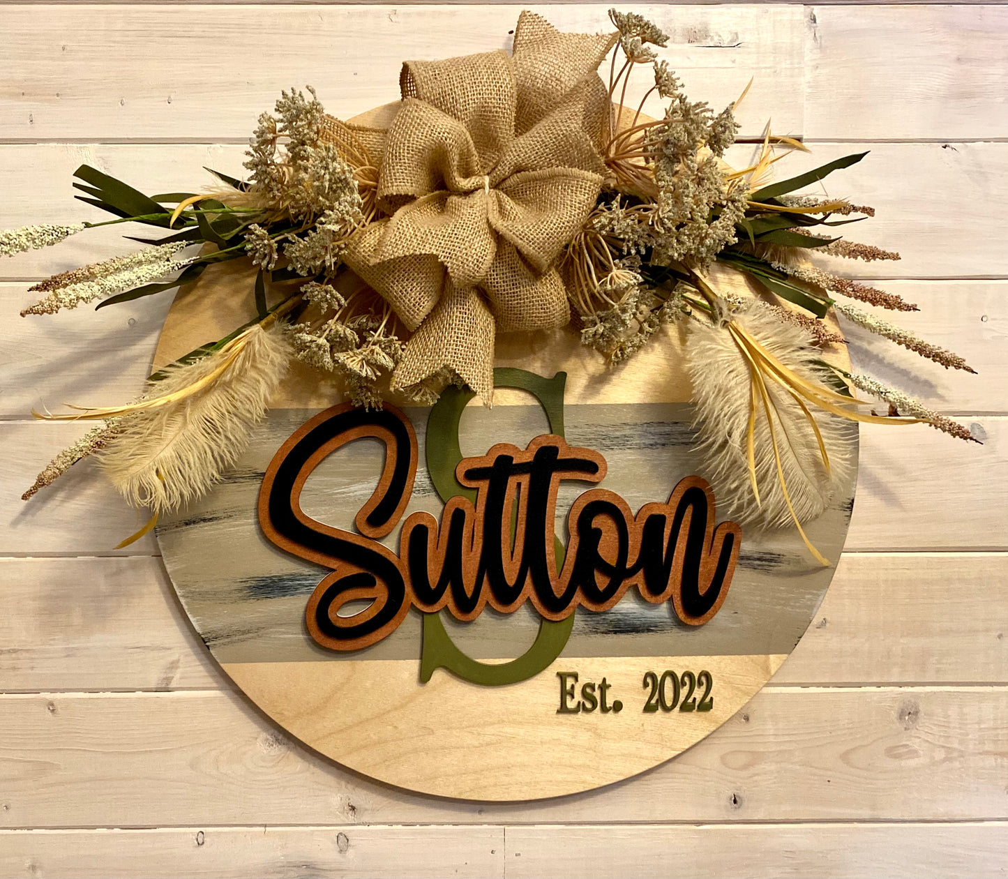 Last Name Horizonal Striped Welcome Sign