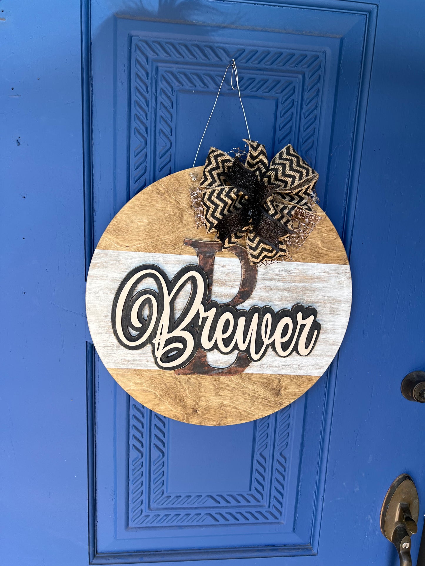 Last Name Horizonal Striped Welcome Sign