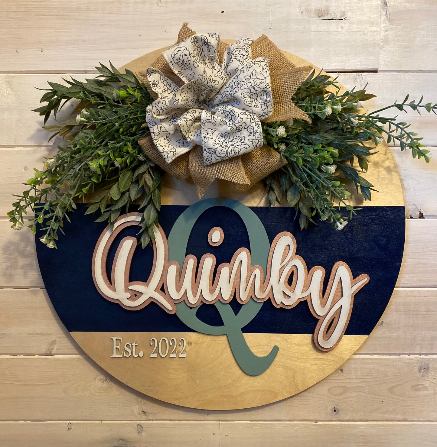 Last Name Horizonal Striped Welcome Sign