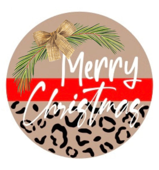 Merry Christmas Leopard Sign