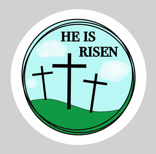 He is risen (crosses & border) I