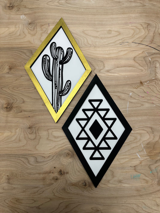 Aztec & Cactus Diamond Frame Signs