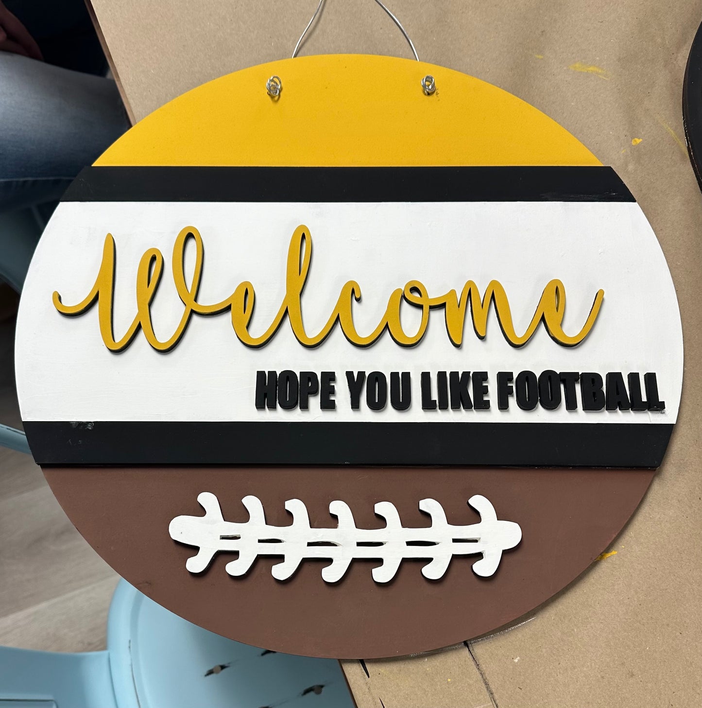 Welcome, Hope You Like Football Round sign